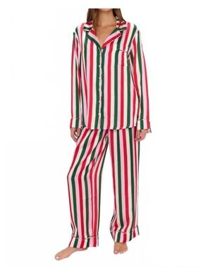 Show Me Your Mumu Holly Jolly Stripe PJ Matching Set XS Satin Bridal Holiday